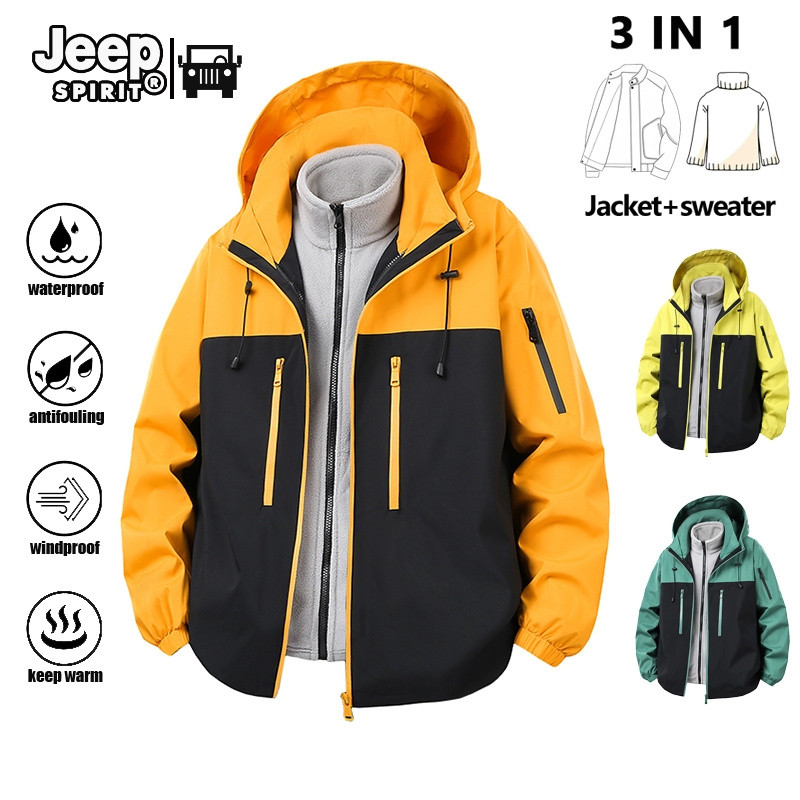 Jeep Spirit เสื้อแจ็คเก็ตกันหนาวสําหรับฤดูใบไม้ร่วงและฤดูหนาวสําหรับคู่รักเสื้อแจ็คเก็ตปีนเขากลางแจ้