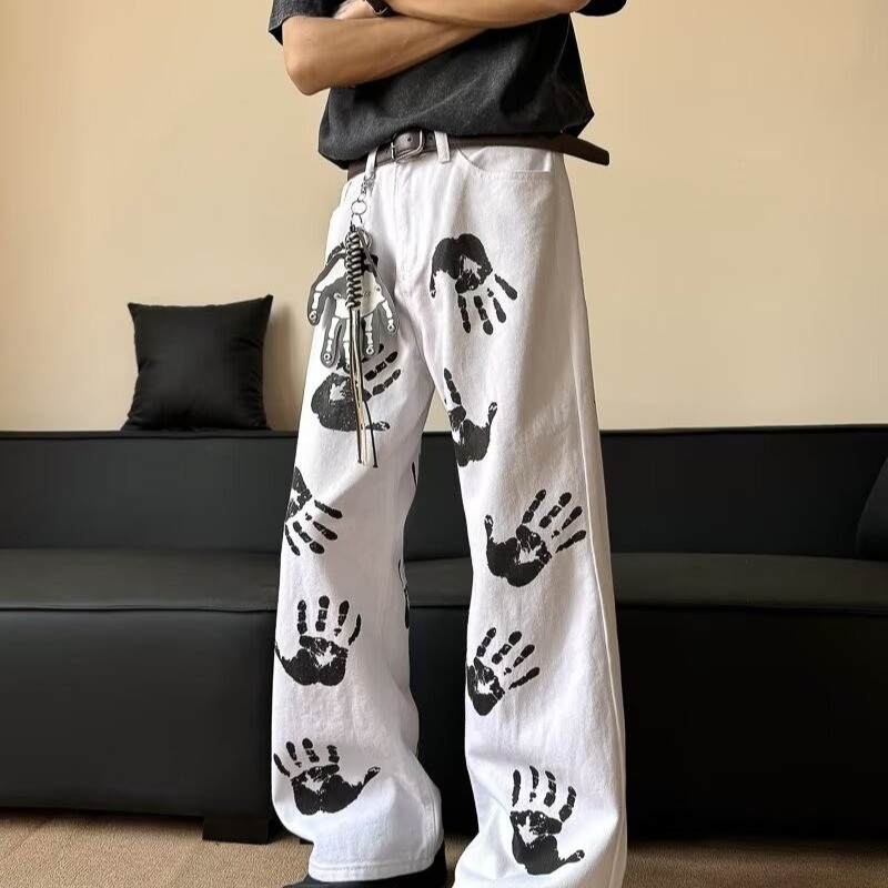 American High Street Wear Plankton หล่อปาล์มพิมพ์สีขาวผู้ชายผู้หญิง hiphop Street Wear ทอด Street We