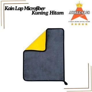 KAIN LAP MICROFIBER MOBIL MOTOR KUNING HITAM 25X25