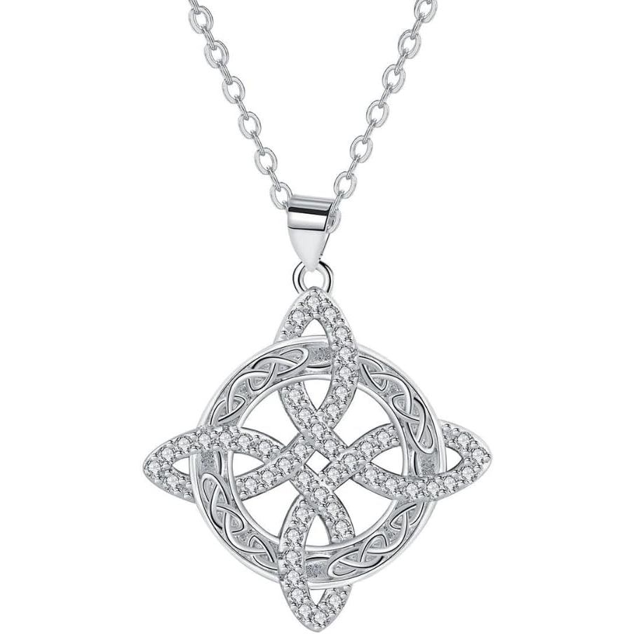 TetragrammatonNudoDeBrujaCelticKnotสร้อยคอ,CubicZirconiaCrystalWiatchesKnotPendantInfinityCrossJewel