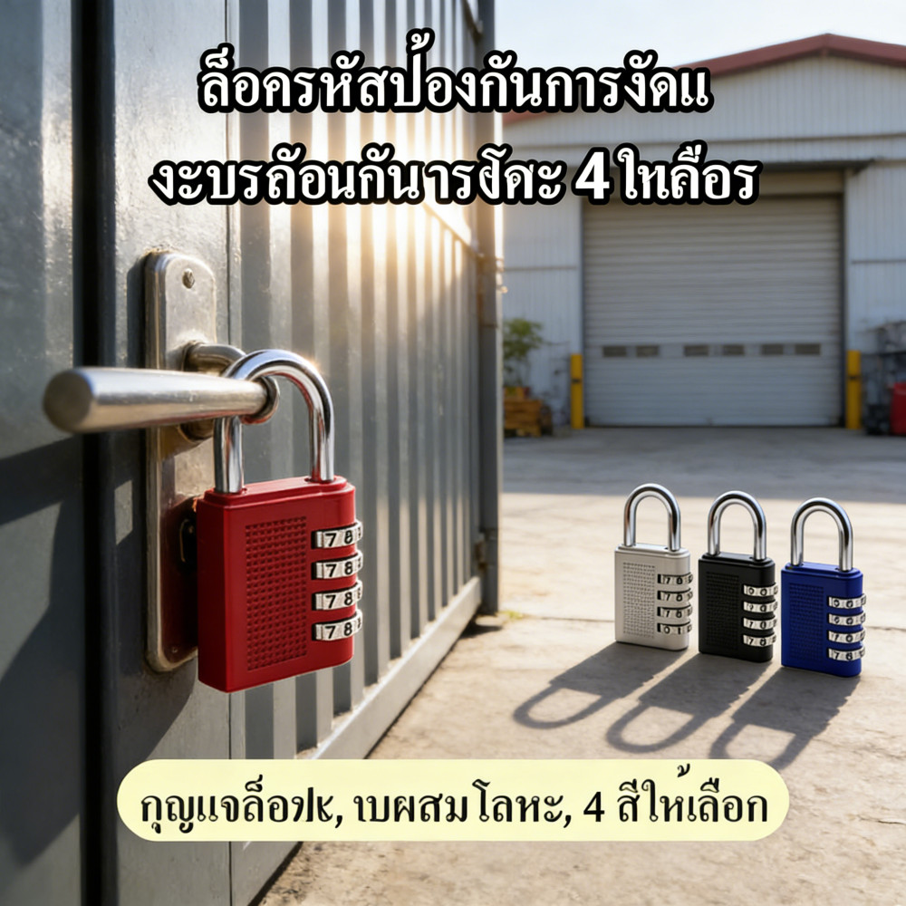 แม่กุญแจ ล็อคกันขโมย กุญแจล๊อคบ้าน กันน้ำ กุญแจรหัส ล็อคดิจิตอล 4 หลัก กุญแจล๊อครหัส