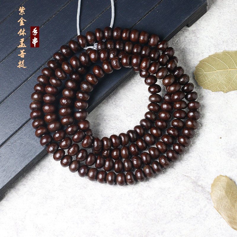 ขายส่งสร้อยข้อมือลูกปัดสร้อยคอ High-Density สร้อยข้อมือชามหัตถกรรมสีม่วงทอง diy Bodhi เมล็ดชามทอง WA