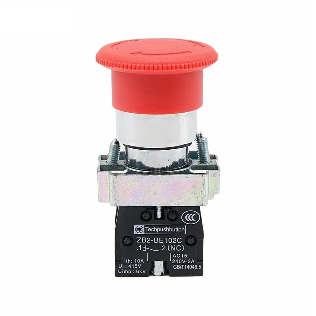 XB2-BS542 หยุดฉุกเฉินสวิตช์ปุ่มกดแบบหมุน 1NC 2NC 1NO/1NC 2 ตําแหน่งล็อค 22 มม.ปุ่มหัวเห็ด (XB2-BS542