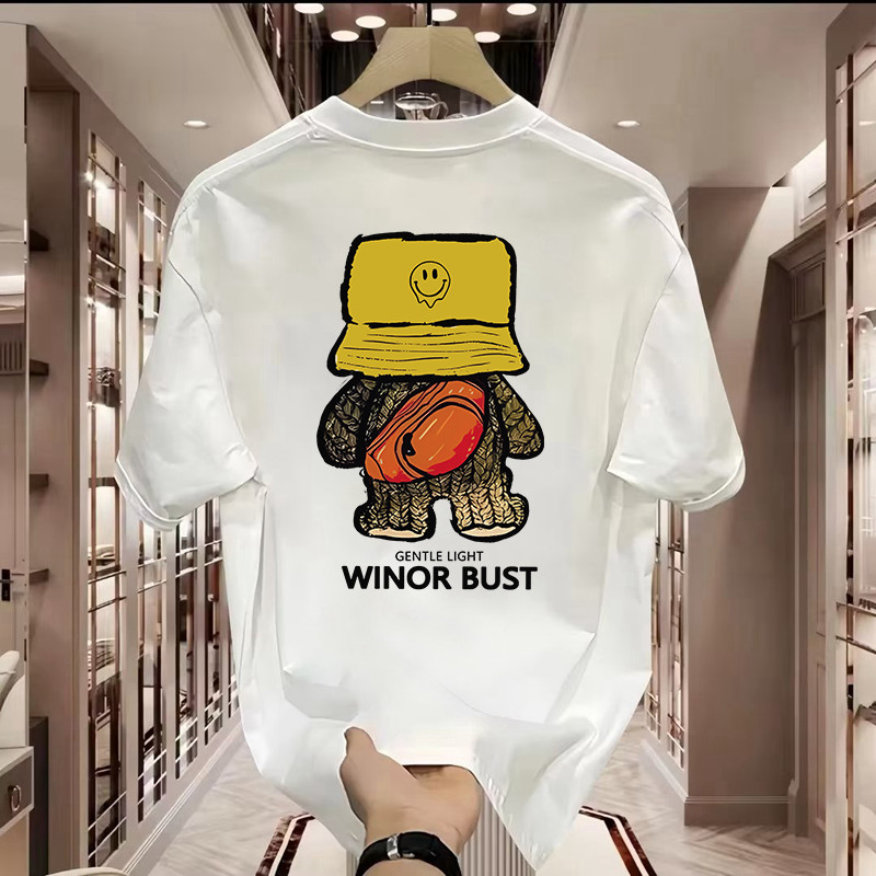 20262025ปีฤดูร้อนสไตล์ใหม่ Shawn Yue Street สวมใส่เสื้อยืดแขนสั้นผู้ชายครึ่งแขนรอบคอหลวมสบายๆเสื้อยื