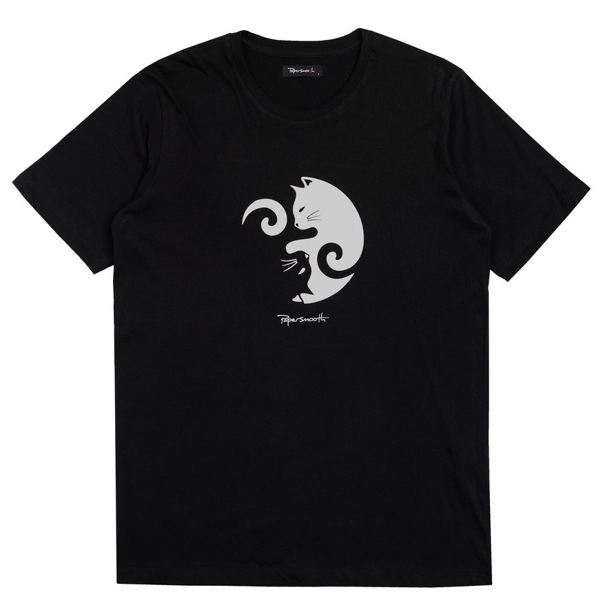 PAPERSMOOTH เสื้อยืด Yin Cat Yang สีดํา