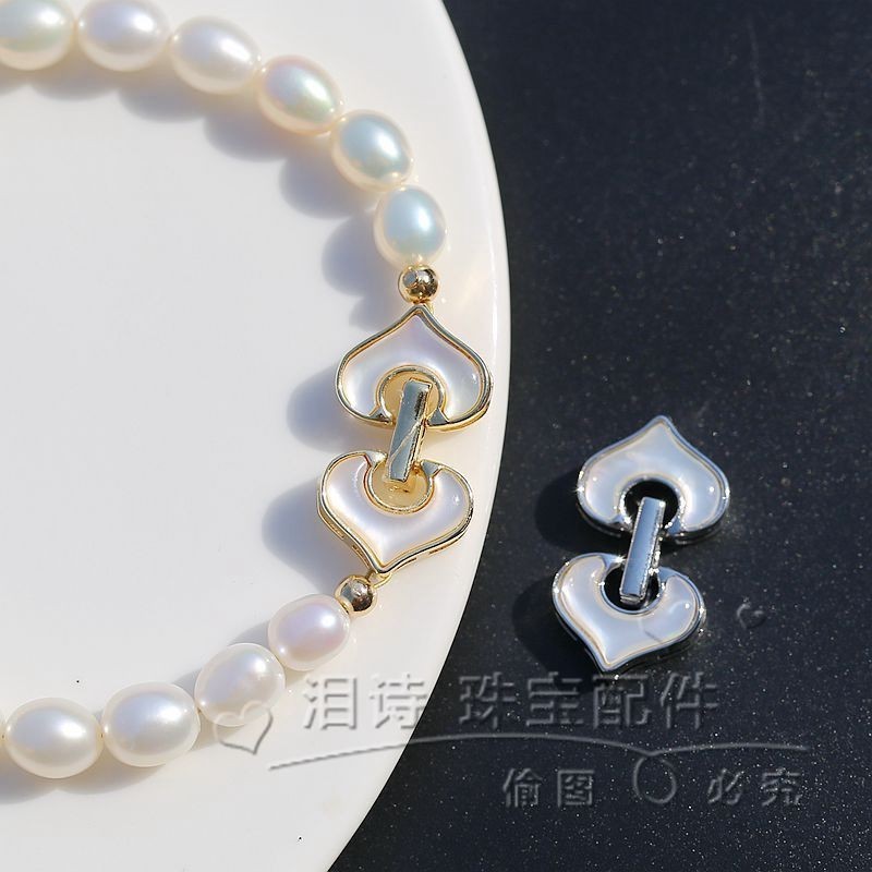 24K Mother-Oyster Pearl Buckle Head เครื่องประดับ OT หัวเข็มขัดสี Retention ทองแดงหัวใจ 13 * 23.5 มม