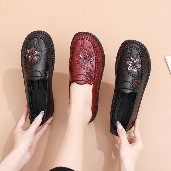momoshoes รองเท้าลำลองเพื่อสุขภาพ รองเท้าผ้าปักกิ่งแบบเก่าใหม่รองเท้าแม่โพลียูรีเทนพื้นนิ่มของผู้หญิ