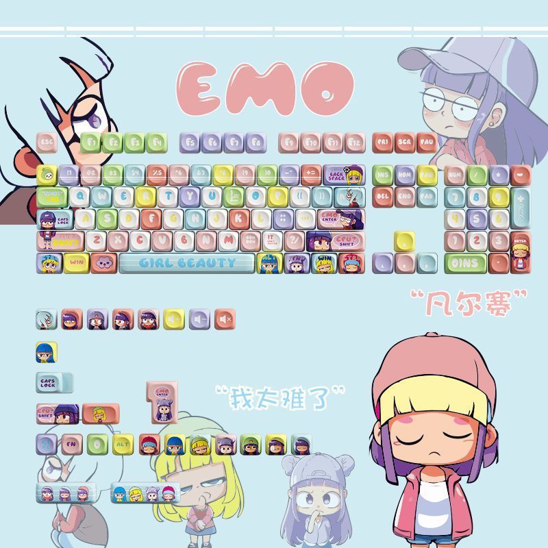 บริษัท สินค้า Yuxi Kongxian Ltd. Black Iron Bull EMO Original Theme Keycap SOA ความสูงห้าด้านระเหิด 