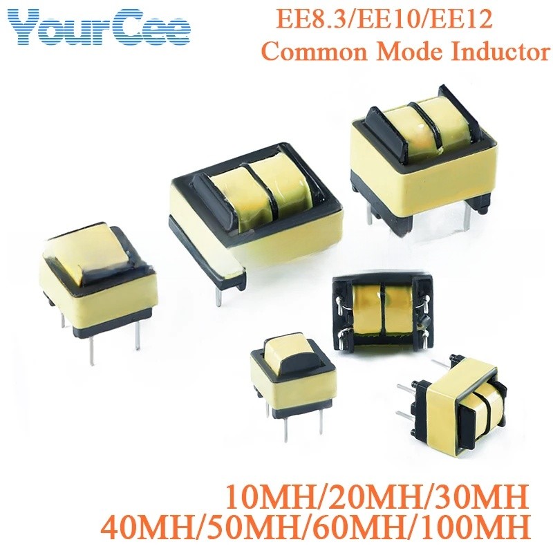5pcs ทั่วไปโหมดเหนี่ยวนํา EE8.3 EE10 EE12 10MH 20MH 30MH 40MH 50MH 60MH 100MH Power Filter Inductor 