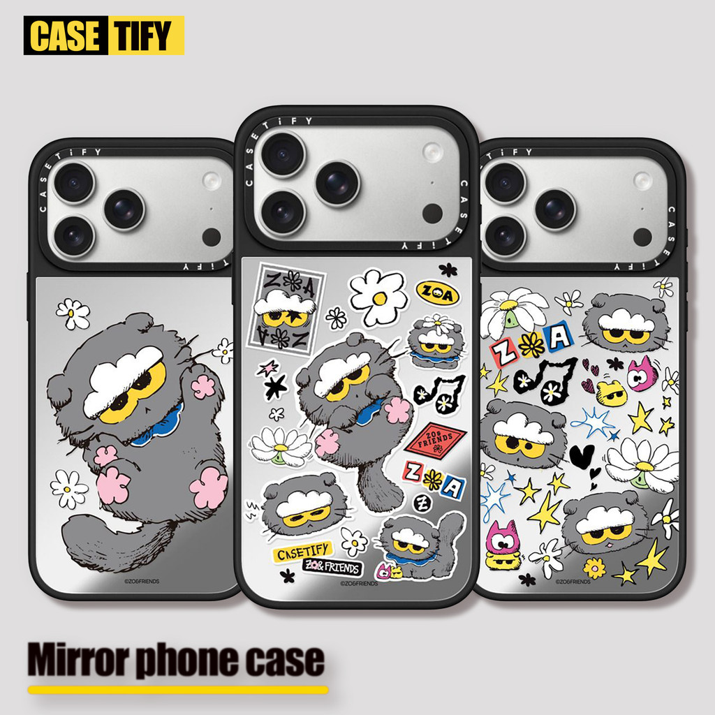 ZOA ดอกไม้แมว casetify กระจกเคสโทรศัพท์สําหรับ iPhone 17 ProMax กรณีใช้งานร่วมกับ iPhone 16 15 14 13