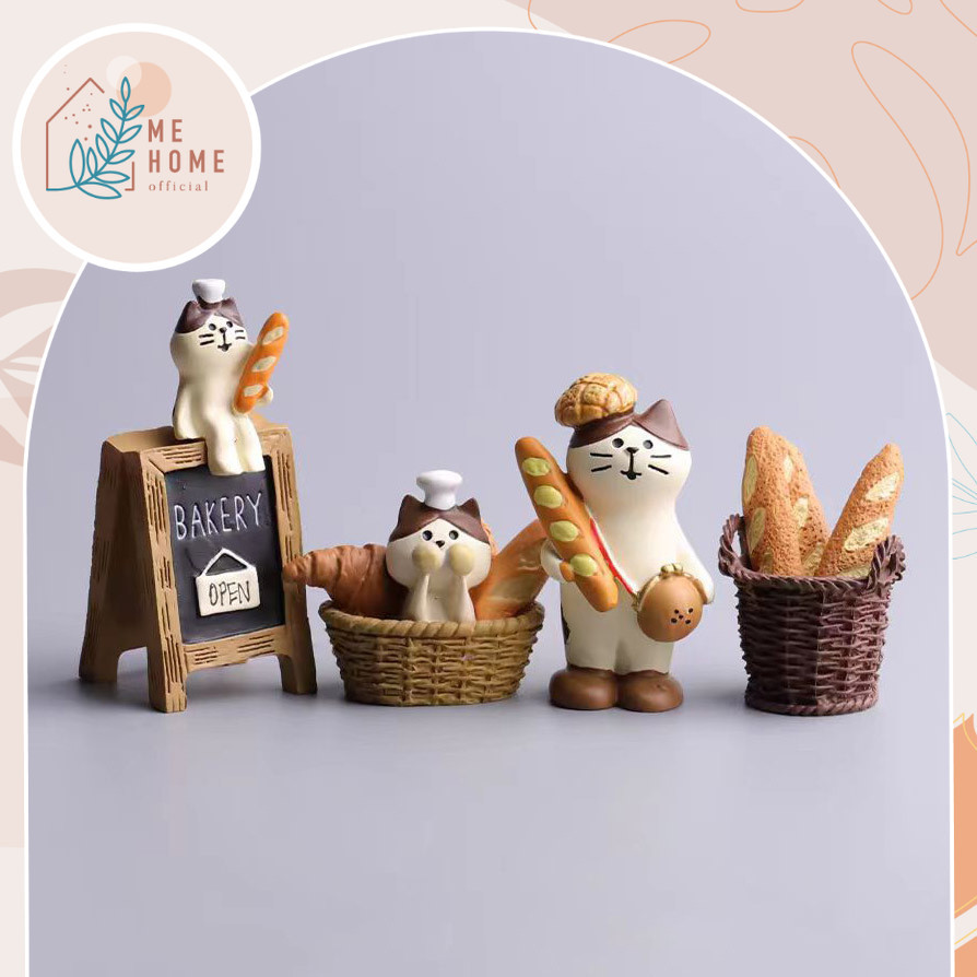 ตุ๊กตาเรซินDIY ขนมปังผสม ฟิกเกอร์ตกแต่ง ตุ๊กตาแมวถือขนมปัง แต่งห้องสไตล์คาเฟ่ ถ่ายรูปสวย เติมความอบอุ่นให้บ้าน