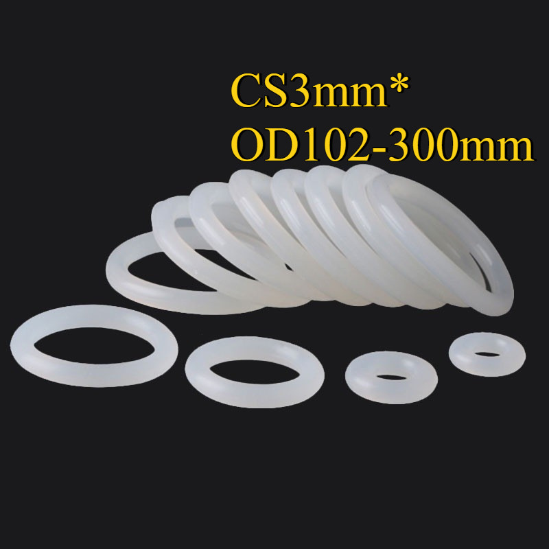 O-ring ประเก็น CS3mm * OD102-300mm O-ring แหวนซิลิโคนสีขาวซีลเกรดอาหารแหวนยางกันน้ําปะเก็นยืดหยุ่นKZ