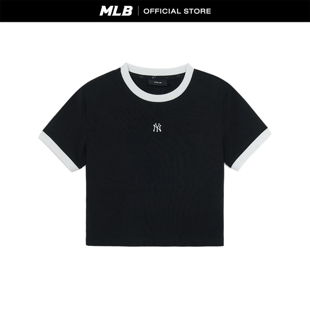 MLB เสื้อยืด ผู้หญิง Women'S Ringer Slim Crop T-Shirts รุ่น 3FTSB6953 50BKS สีดำ