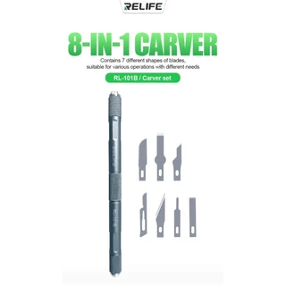 RELIFE RL-101B 8-in-1 ชุดมีดสําหรับโทรศัพท์มือถือเมนบอร์ด BGA PCB ชิป IC ซ่อม Degumming Spade Scraper ซ่อมเครื่องมือ