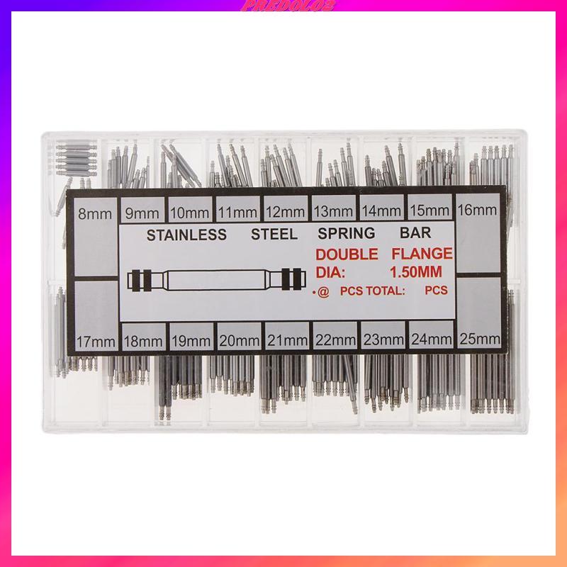 [Predolo2] Silver Stainless Steel 8-25mm Watch Band Spring Bars Strap Pins Repair