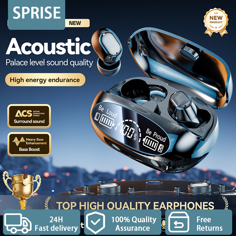 SPRISE M151 หูฟังบลูทูธไร้สายหูฟังชนิดใส่ในหูพร้อมไมโครโฟนจอแสดงผล LED ชุดหูฟังระบบควบคุมแบบสัมผัส