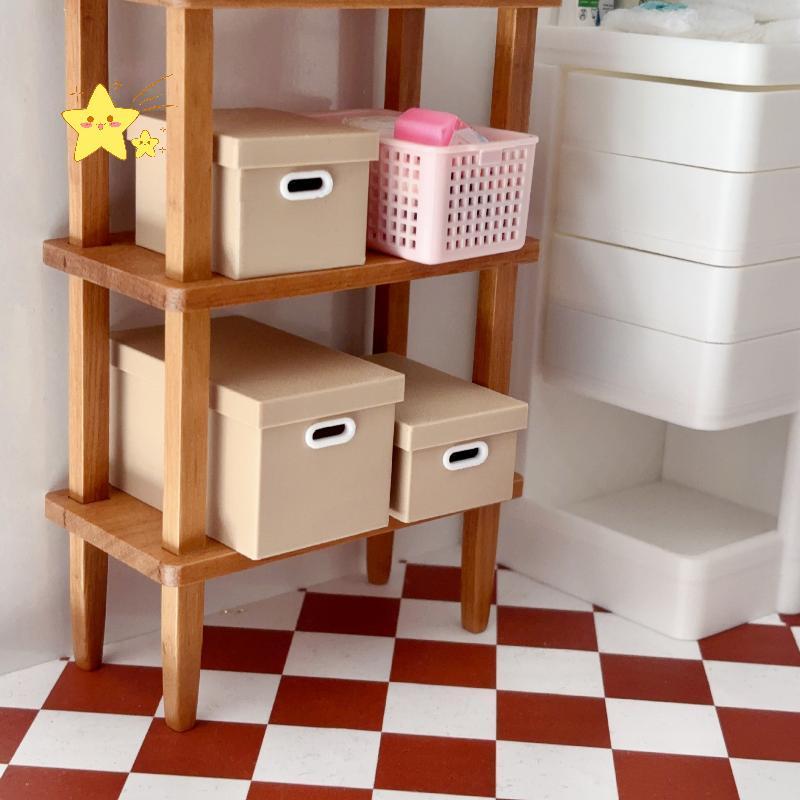 [JBTH] 1 ชิ้นตกแต่งบ้านตุ๊กตามินิกล่องเก็บสีพร้อมฝาปิดตุ๊กตา House Micro ฉากเครื่องประดับอุปกรณ์ตกแต