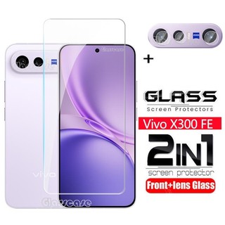 Vivo X300 FE 2026 2 In 1 ป้องกันหน้าจอกระจกนิรภัยฟิล์มสําหรับ Vivo X300 FE X300FE X300Ultra X300Pro X300s VivoX300FE กล้องกลับเลนส์ป้องกันกระจกคลุมทั้งหมดฟิล์มด้านหน้า