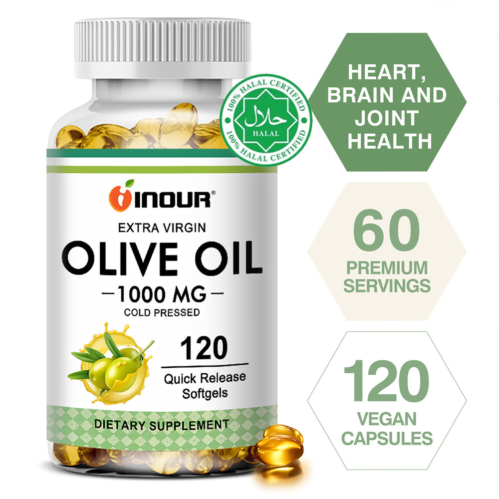 INOUR Extra Virgin Olive Oil 1000mg น้ำมันมะกอกสกัดเย็น 30 ถึง 120 แคปซูลม ช่วยบำรุงหัวใจและหลอดเลือด ผสมโอเมก้า9