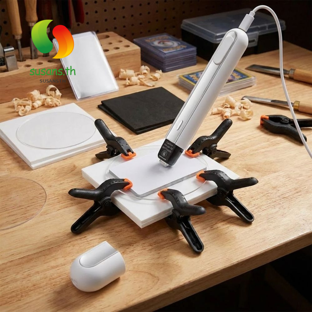 SUSANS 52 ชิ้นชุดทําความสะอาดการ์ด,ชุดอุปกรณ์เสริมแบบพกพาการ์ด Flattening Kit,คุณภาพสูง Precision รองรับอะคริลิครอบการ์ดเครื่องมือดูแล TCG Collectors