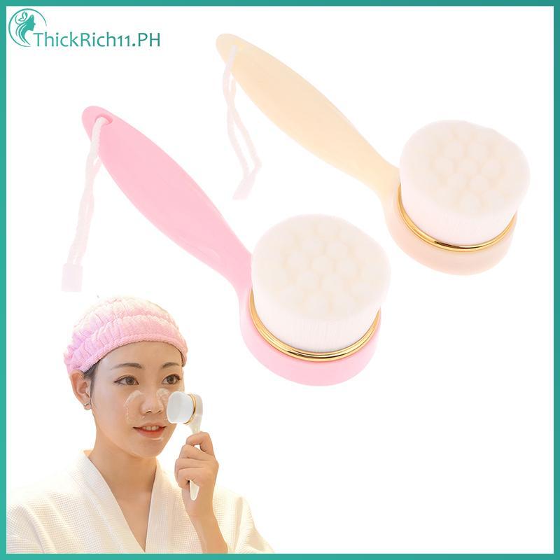 ThickRich Handle แปรงล้างหน้า Exfoliating Face Brush แปรงทําความสะอาดใบหน้าสําหรับ Lady Face Cleanin