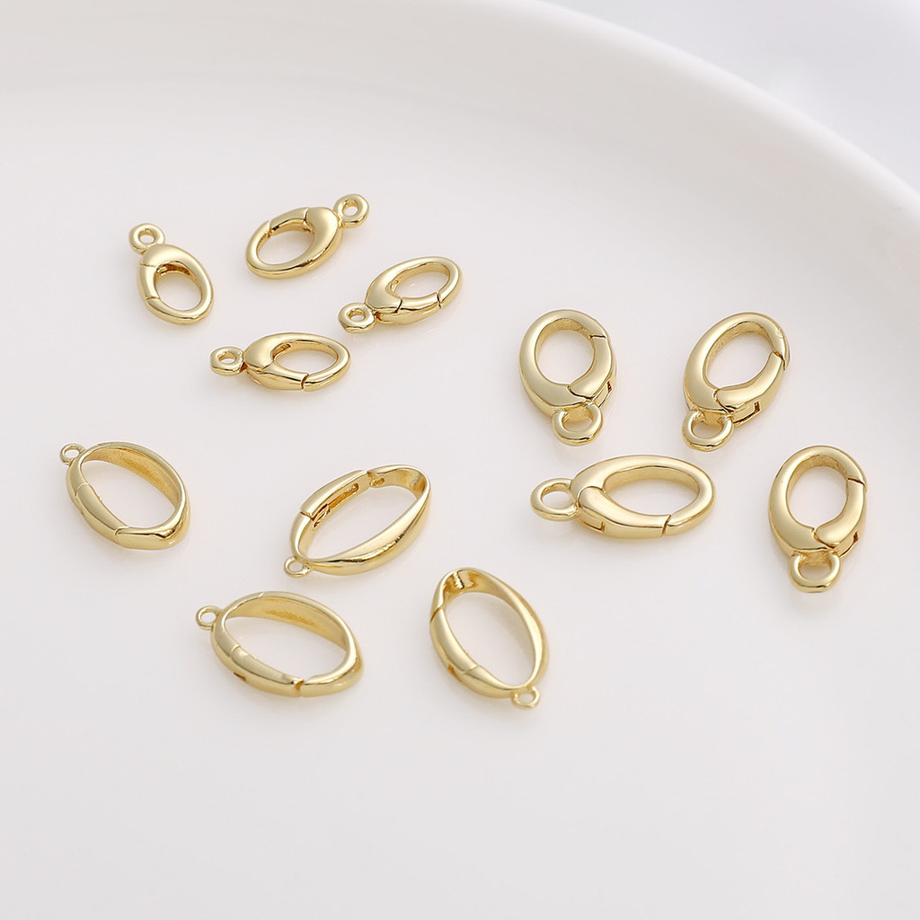 14k Gold-Packed รูปไข่สีการเก็บรักษาแขวนฤดูใบไม้ผลิหัวเข็มขัด diy Handmade สร้อยคอต่างหูการเชื่อมต่อ