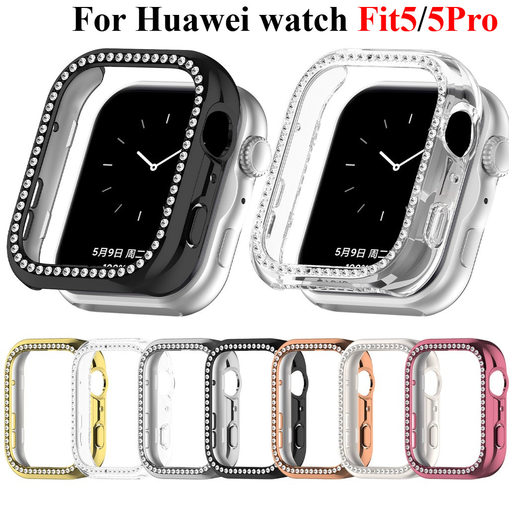 Diamond Hard Hollow PC Case สําหรับ Huawei Watch Fit 5 Pro Fit 5 Case (ไม่มีฟิล์ม) ฝาครอบป้องกันสําหรับ Huawei Watch Fit5