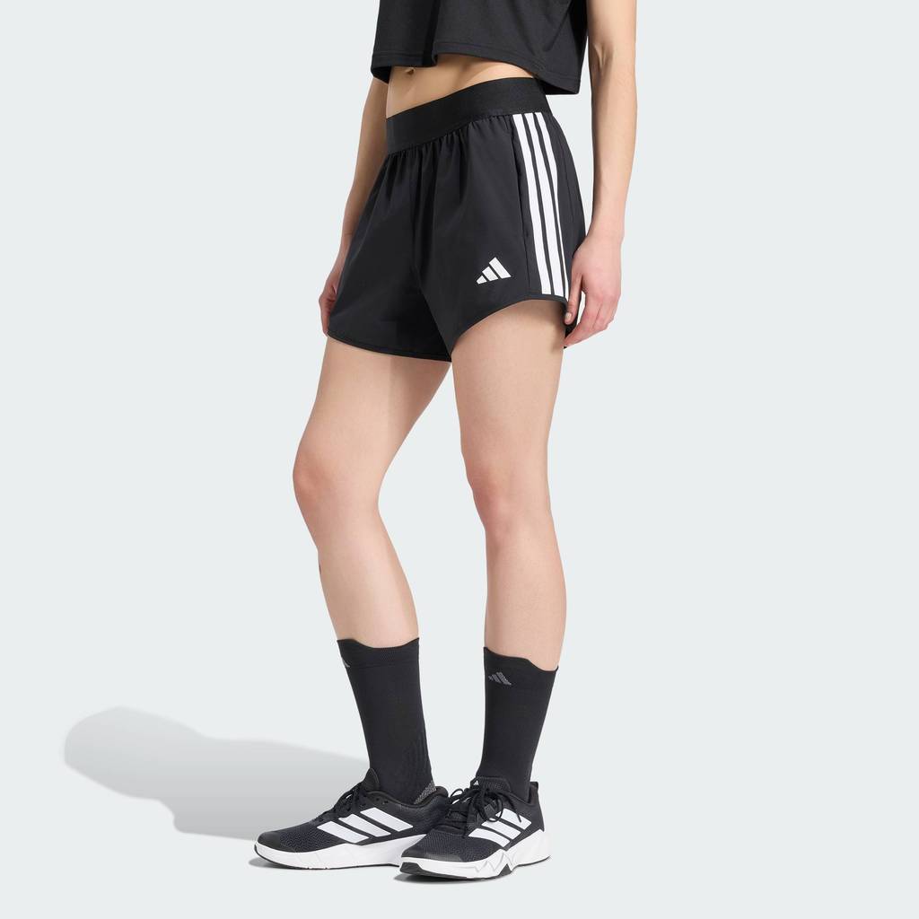 adidas Gym & Training กางเกงขาสั้น Pacer Workout Flex 3-Stripes ผู้หญิง สีดำ KF1803