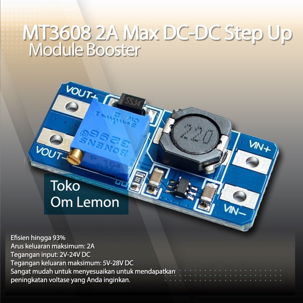 (KB) MT3608 Step Up DC-DC 2A Stepup DC to DC Module Power Booster