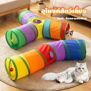 Rainbow tunnel cat toy อุโมงค์สายรุ้ง อุโมงค์ของเล่นน้องแมว รางบอลของเล่นแมว อุโมงค์แมว พับได้ ช่องยาว