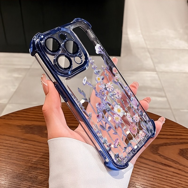 ชัดเจน เคส สำหรับ OPPO Reno 15 15F 14F 13F 12F 11F 14 12 13 11 F 10 8T 8 7 6 หรูหราพรีเมี่ยมน่ารักหิมะดอกไม้โปร่งใสชุบกันกระแทกกรณีโทรศัพท์อ่อน
