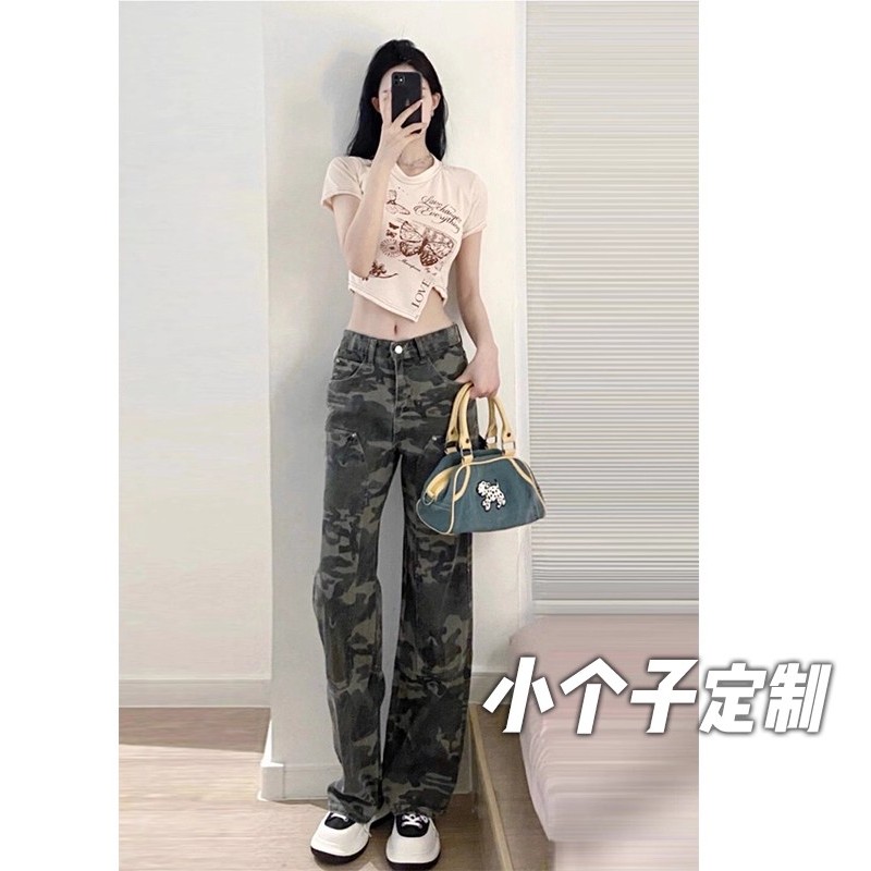 Cleanfit Street Wear Overalls Logging กางเกงผู้ชายฤดูร้อน American High Street Camouflage กางเกงลําล