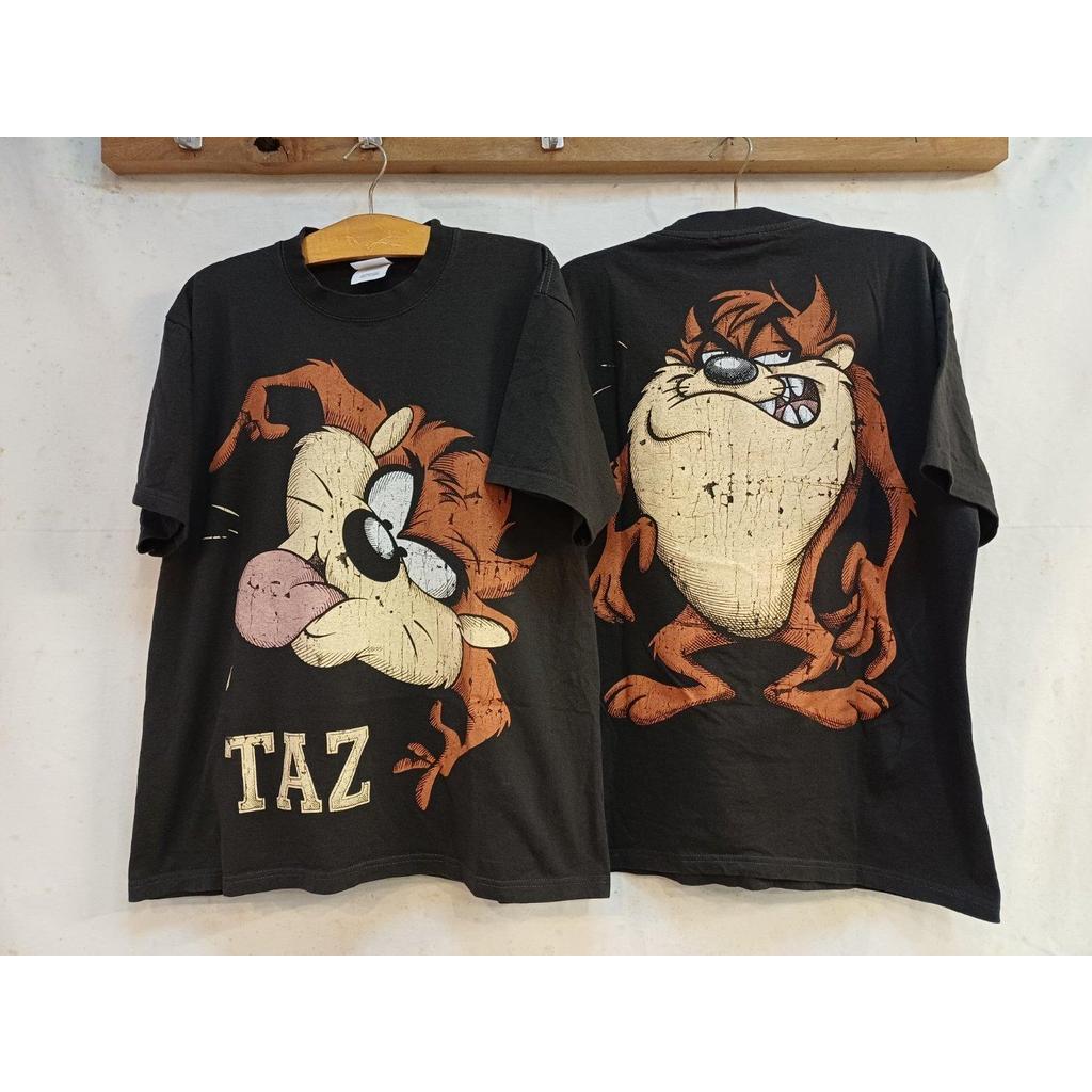 เสื้อลาย แทสแลบลิ้นตัวป่วน Taz Broken Vintage  (ป้าย Hanes)