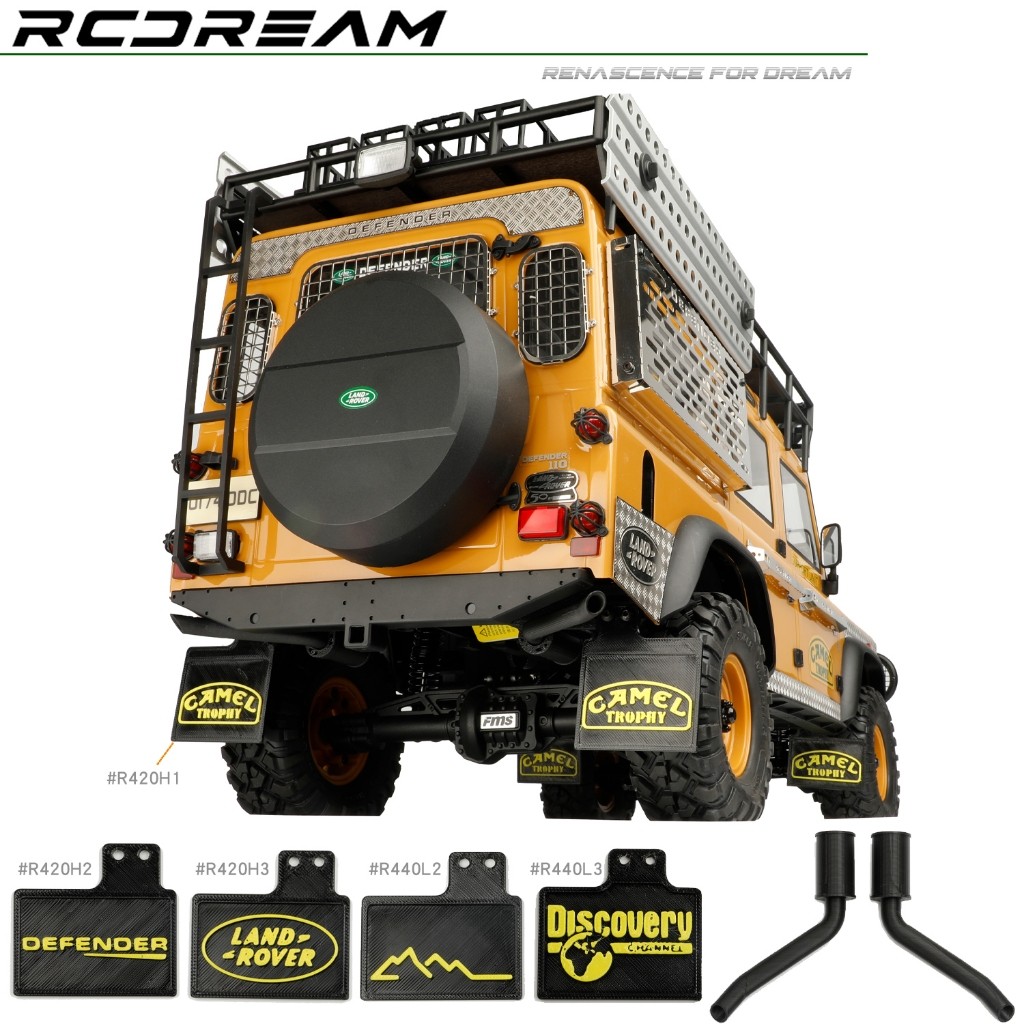 RCDream จําลอง Mudguard ท่อไอเสียสําหรับ 1/10 FMS FCX10 Camel Trophy Defender รุ่น RC รถ Crawler อัพเกรดการปรับเปลี่ยนอุปกรณ์เสริม