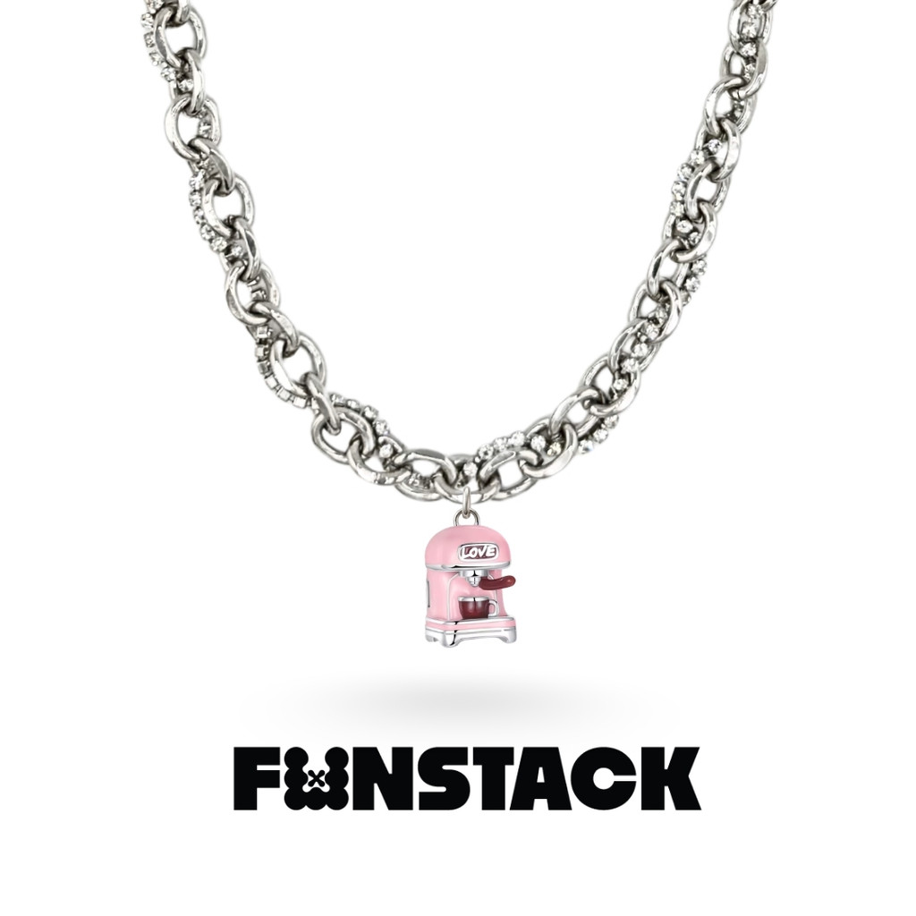 FUNSTACK สร้อยคอ Sugar Rush Pink coffee machine Silver Stainless Steel
