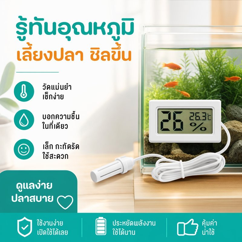 เทอร์โมมิเตอร์สัตว์เลี้ยง เครื่องวัดอุณหภูมิ วัดความชื้น จอเรียลไทม์ พกพาง่าย ใช้ในบ้าน