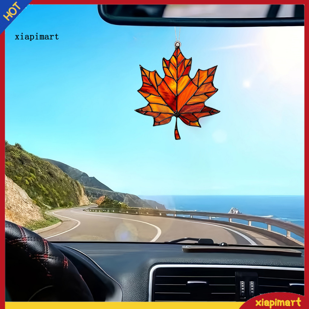 {xiapimart} อะคริลิคแบน Maple Leaf Decor Stained Glass Maple Leaf Decor วันขอบคุณพระเจ้า Maple Leaf 