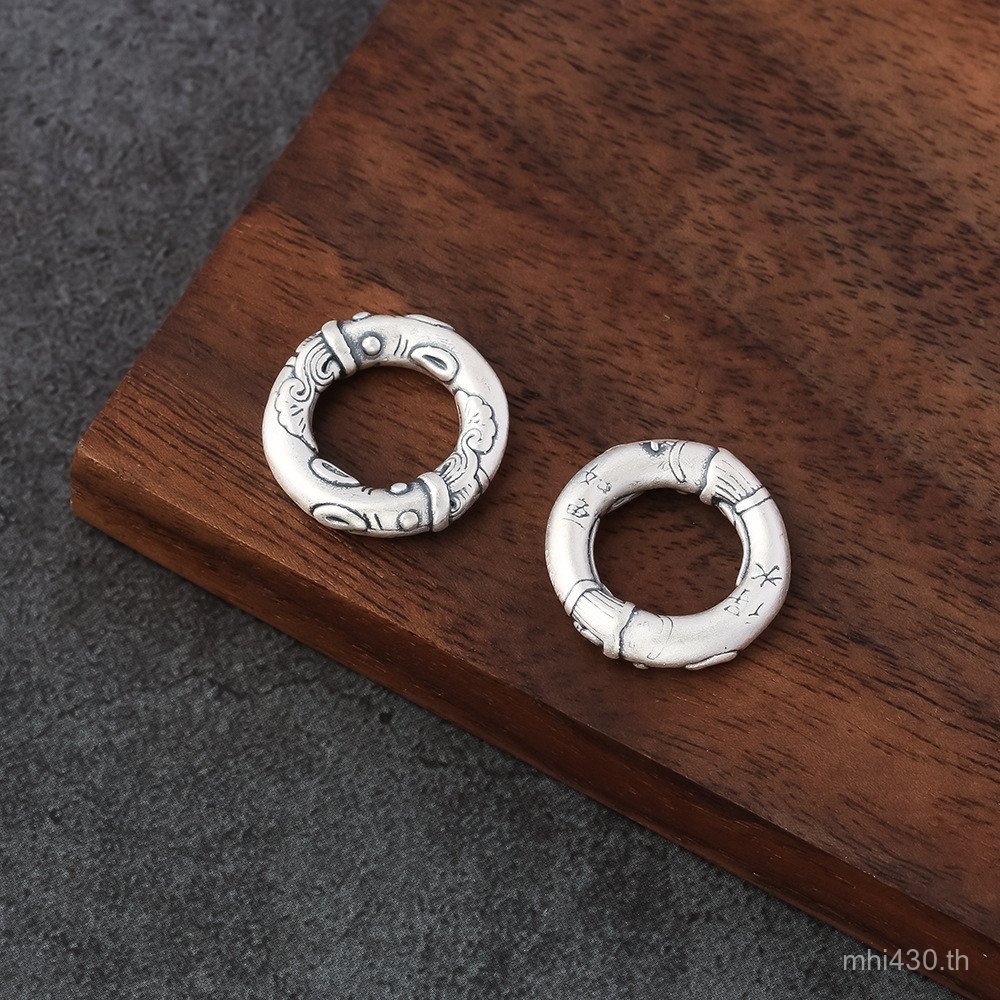 3d แหวนเงินเงินเงินบริสุทธิ์ DIY Distressed วงกลม Retro ปลอดภัยหัวเข็มขัดสร้อยข้อมือ 999 อุปกรณ์เสริ