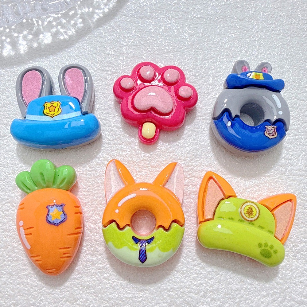 1 ชิ้น Zootopia Fox Rabbit Charm ชุด | อุปกรณ์เสริมรองเท้ารองเท้าแตะ DIY Clog