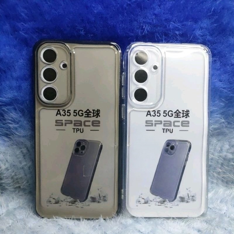 เคสนิ่ม Original Space โปร่งใส Samsung A35 5G/A55 5G ซิลิโคน 2.1MM+Protec Camera สีดําใส