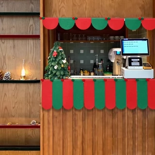 การตกแต่งร้านค้า ร้านอาหาร ตกแต่งกระจกหน้าต่าง คริสต์มาสชายคาตกแต่งแบนเนอร์ร้านกาแฟ
