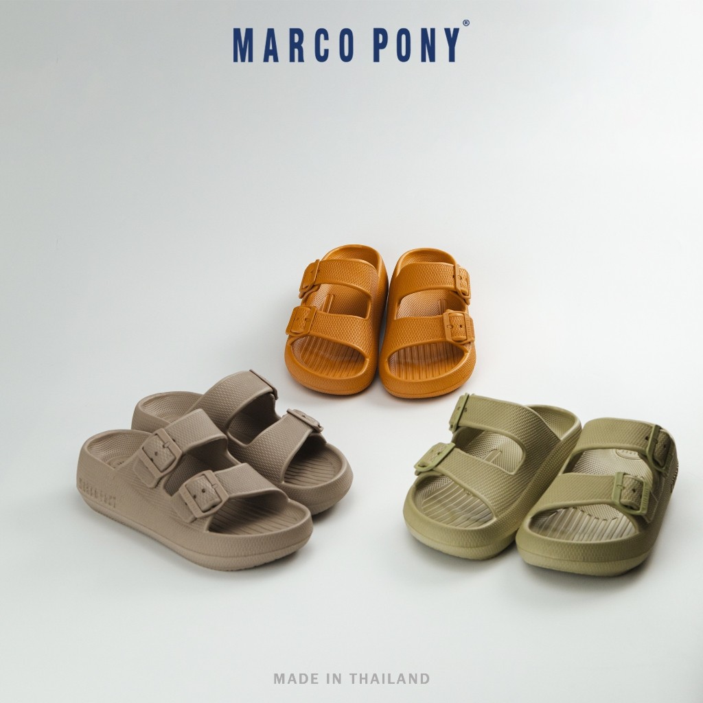 Marco Pony รุ่น MH9035 รองเท้าแบบสวม รองเท้าแตะสายคาดคู่ เสริมส้น EVA แฟชั่น เบาสบาย กันน้ำ พื้นนุ่ม