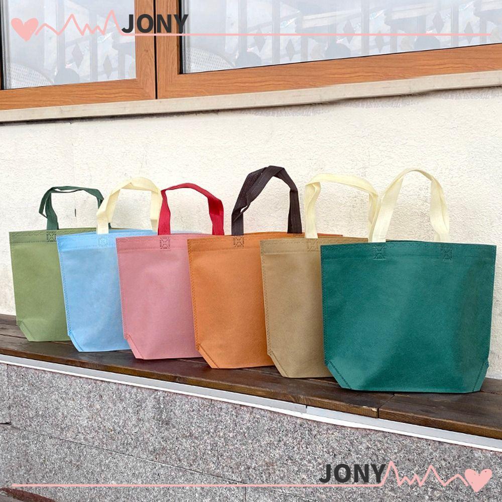 JONY กระเป๋าผ้าไม่ทอ, กระเป๋าโท้ทความจุขนาดใหญ่แบบใช้ซ้ําได้, สีสันสดใสคุณภาพสูงพร้อมที่จับกระเป๋าช้อปปิ้งสิ่งแวดล้อม