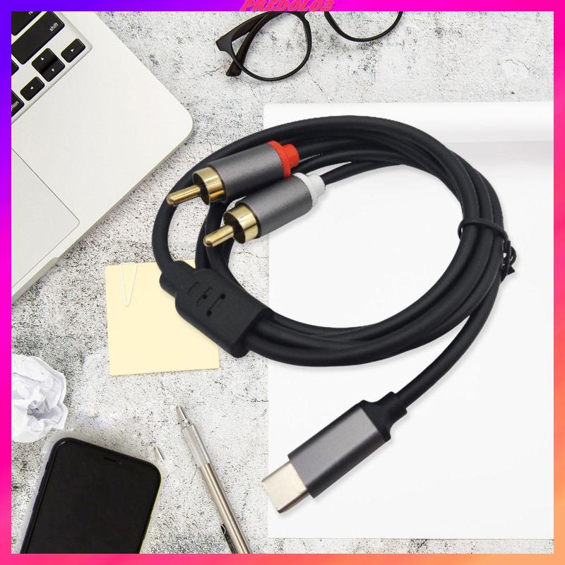 [Predolo2] Type-c to Double RCA Male Cable USB C AUX Cable Cable Anti Interfection Audio AUX Adapter