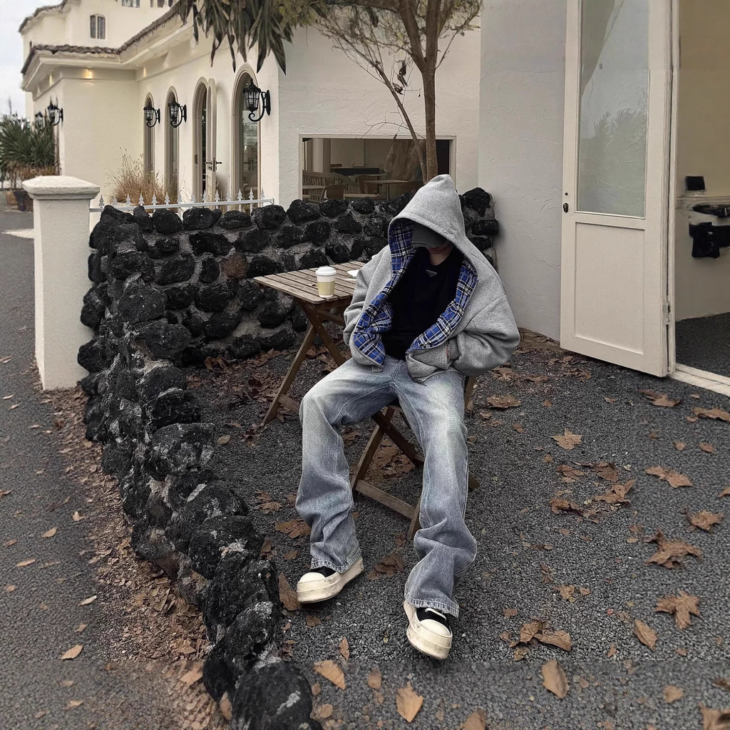 U1DU Autumn and Winter New Style Stitching Double-sided Wear Personalized Cardigan Design Hooded Swe