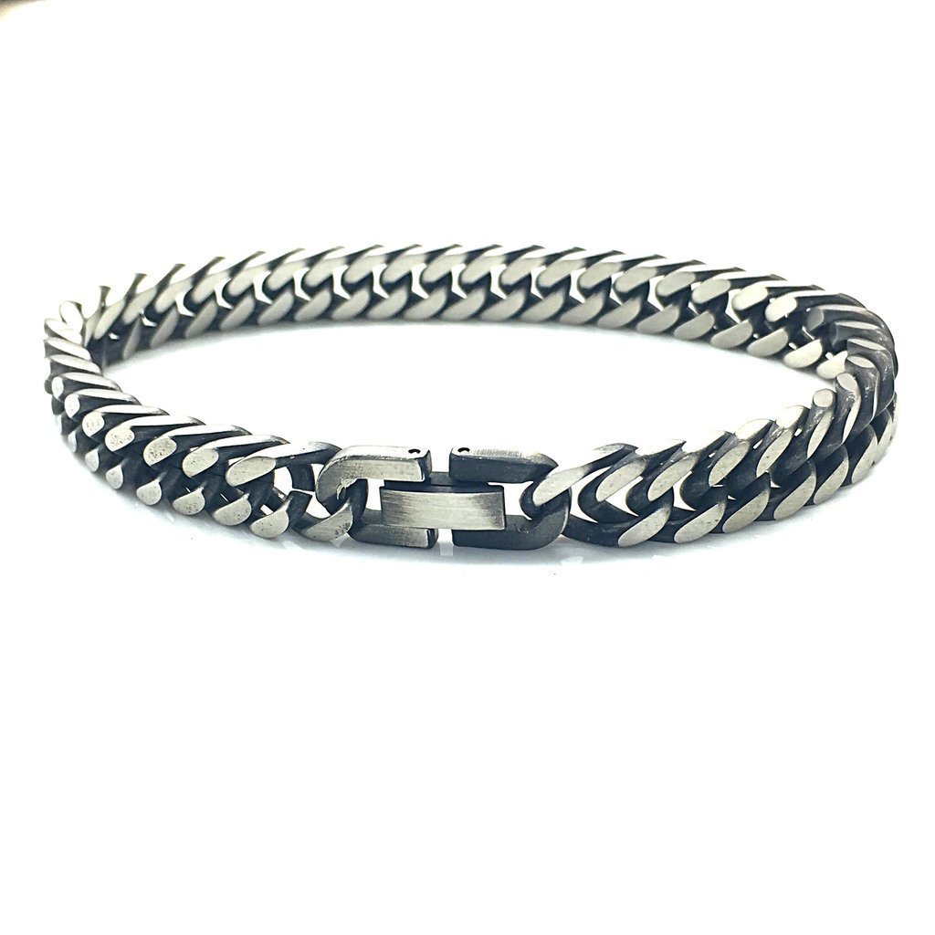 สร้อยข้อมือเหล็กไทเทเนียมสร้อยข้อมือผู้ชาย E-Commercial Punk Distressed สแตนเลส Interlocking S-106 S