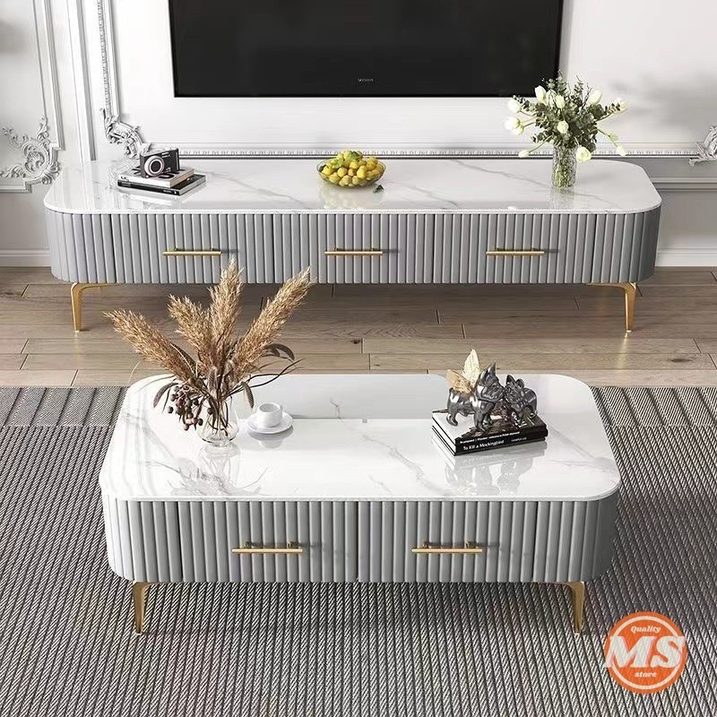 European Luxury TV Cabinet With Drawers Multi-functional TV Console coffee table combination Desktop