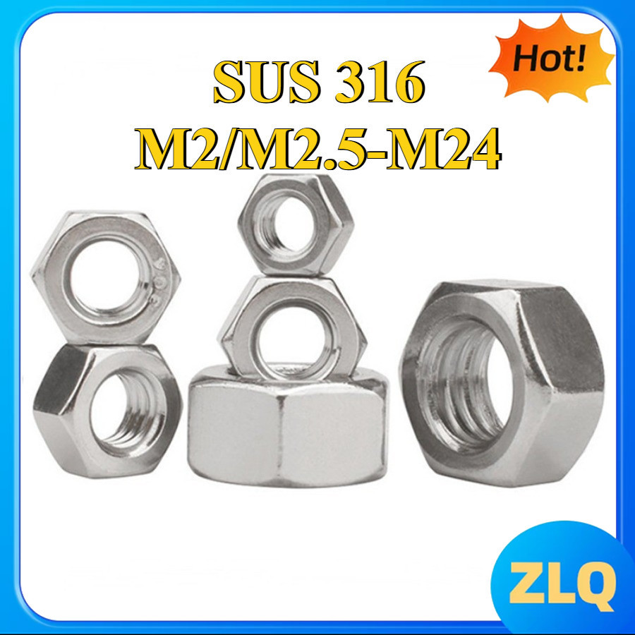 น๊อตตัวเมีย น๊อตเหล็ก น๊อต น๊อตหกเหลี่ยม สกรูตัวเมีย สกรูหกเหลี่ยม 316 Daquan M2/M2.5-M24 [zlq168-FC