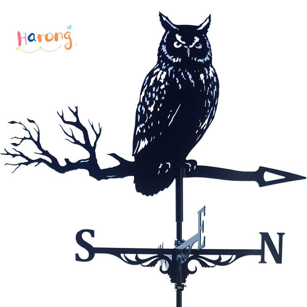 HARONG Vane Weather Vane, Roof Garden Decorative Metal Wind Vane, Owl Black Outdoor Crafts Weatherco
