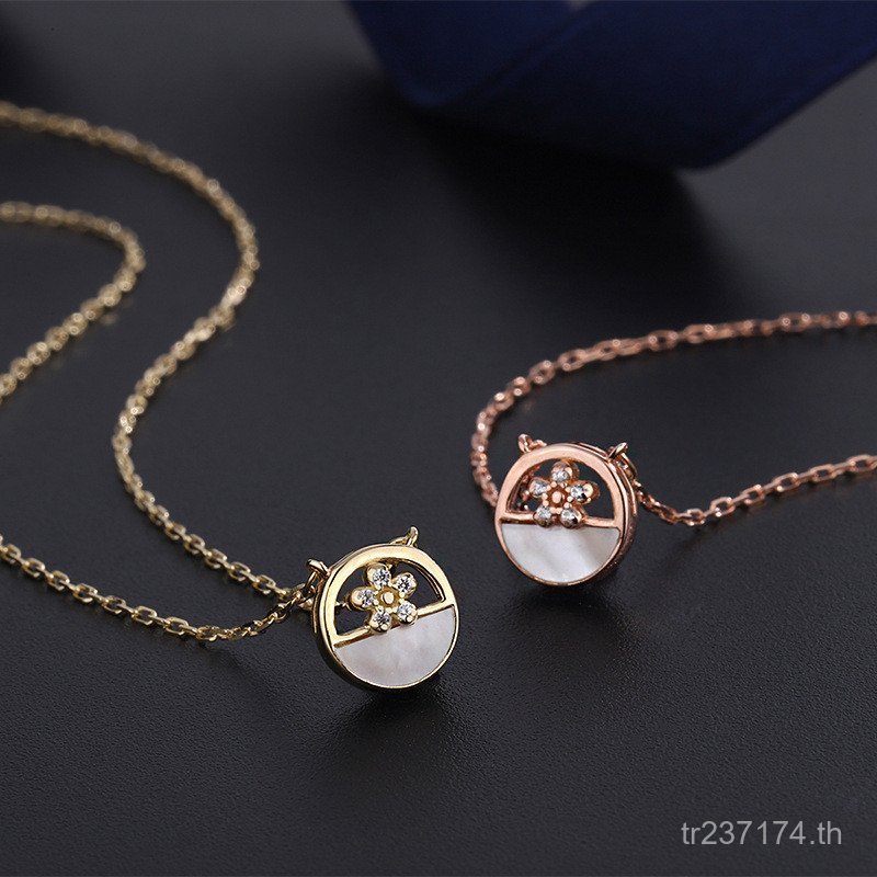 สร้อยคอมุกแบบคลาสสิค สไตล์เรโทร ดีไซน์ดอกไม้ AH5K จากเงินสเตอร์ลิง s999 สำหรับหญิง